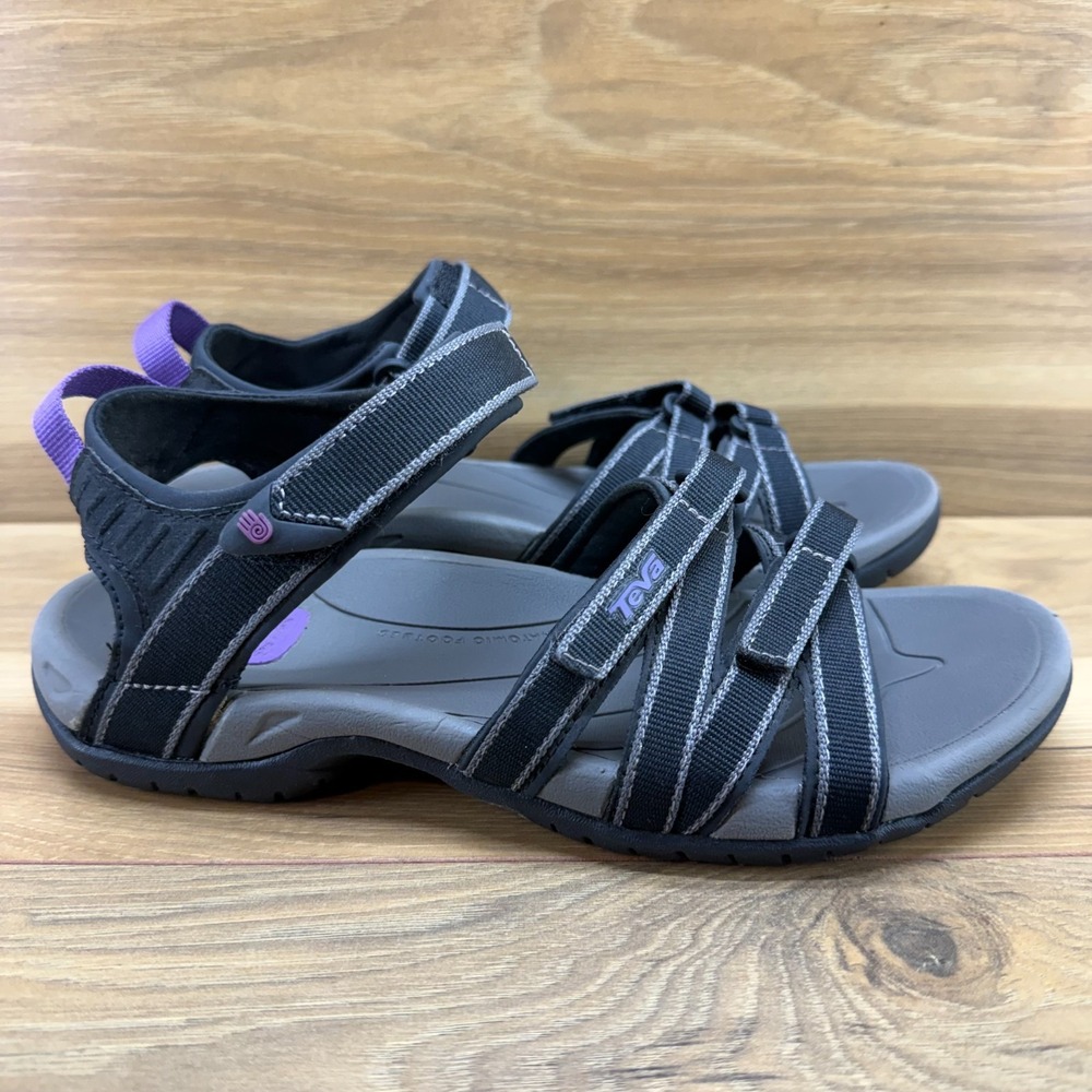 Teva Tirra Outdoor Hiking Sandals Womens 8 Black Purple Adjustable Trail Walk